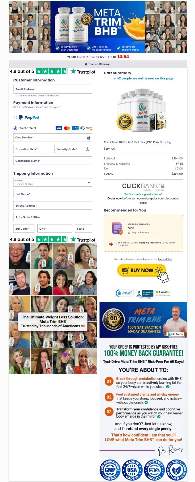 Secure SSL encrypted checkout for safe Meta Trim BHB purchase